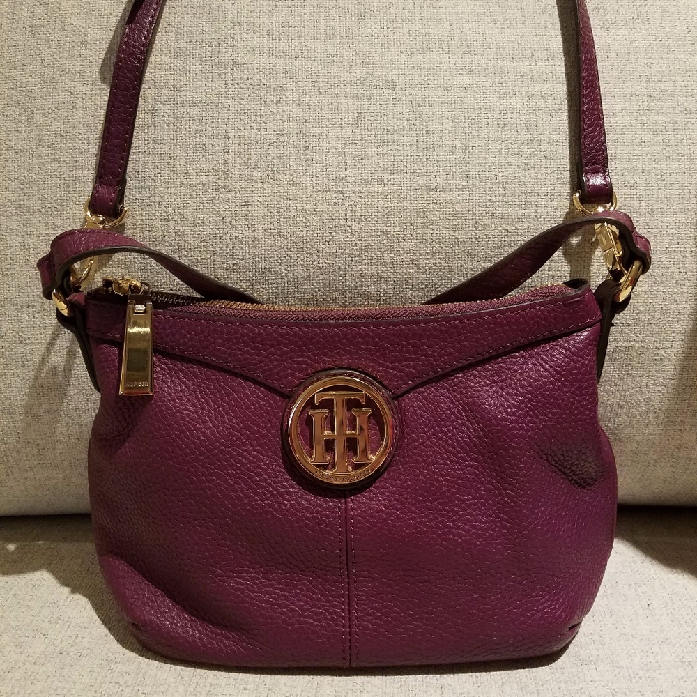 Tommy Hilfiger purple leather crossbody bag